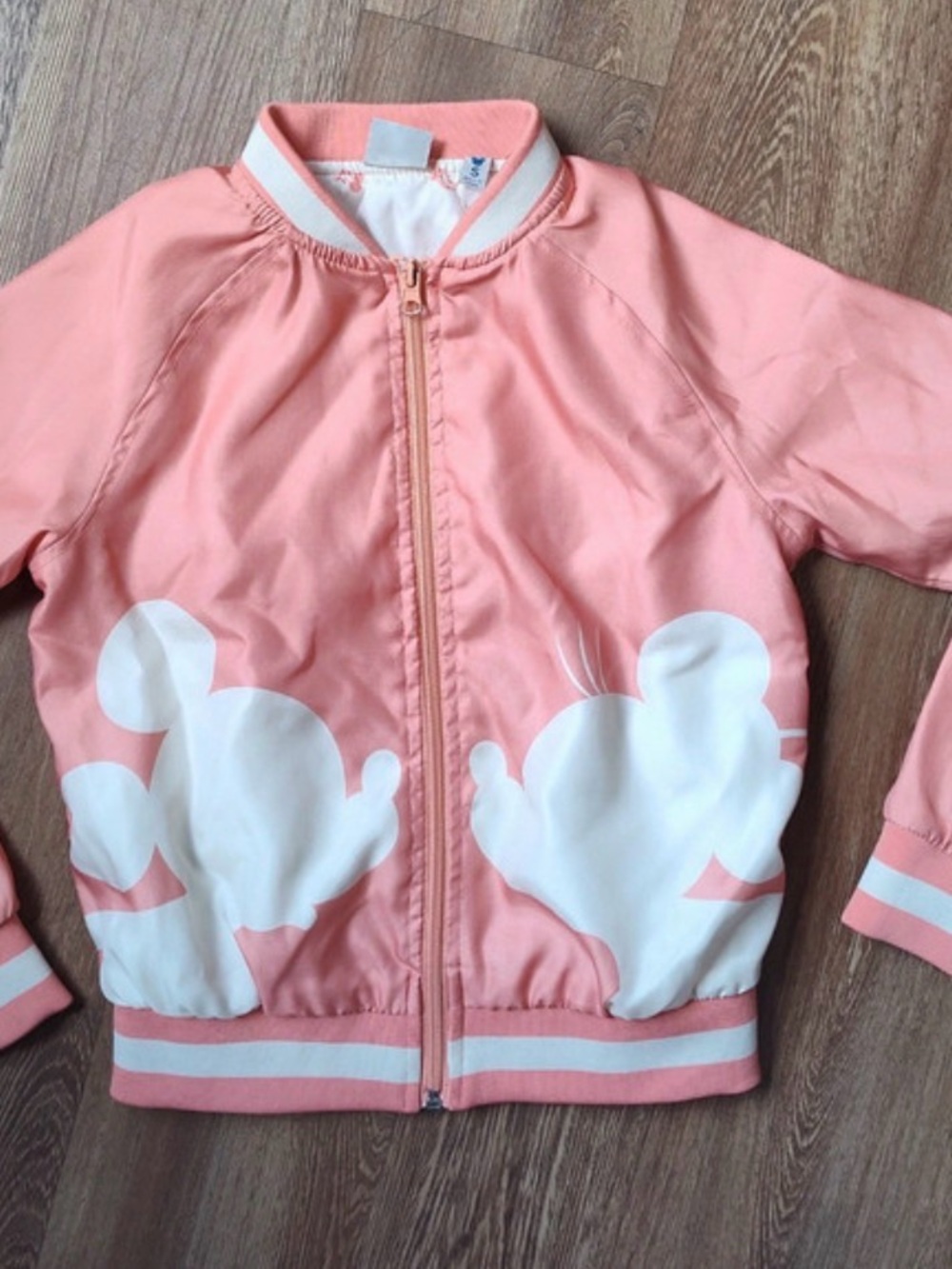 Girls’ Pink Bomber Jacket with White Cartoon Detail